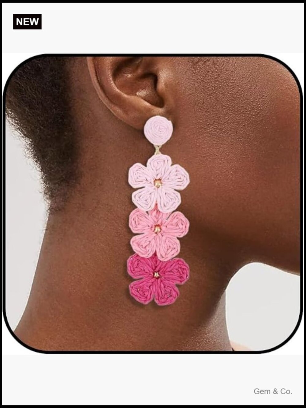 Handmade Raffia Flower Drop Earrings for Women Boho Summer Beach Jewelry